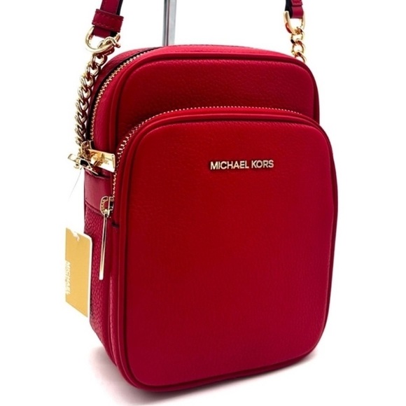 Michael Kors Medium NS Chain Xbody Bag Red/ Gold (NWT) - Picture 1 of 10